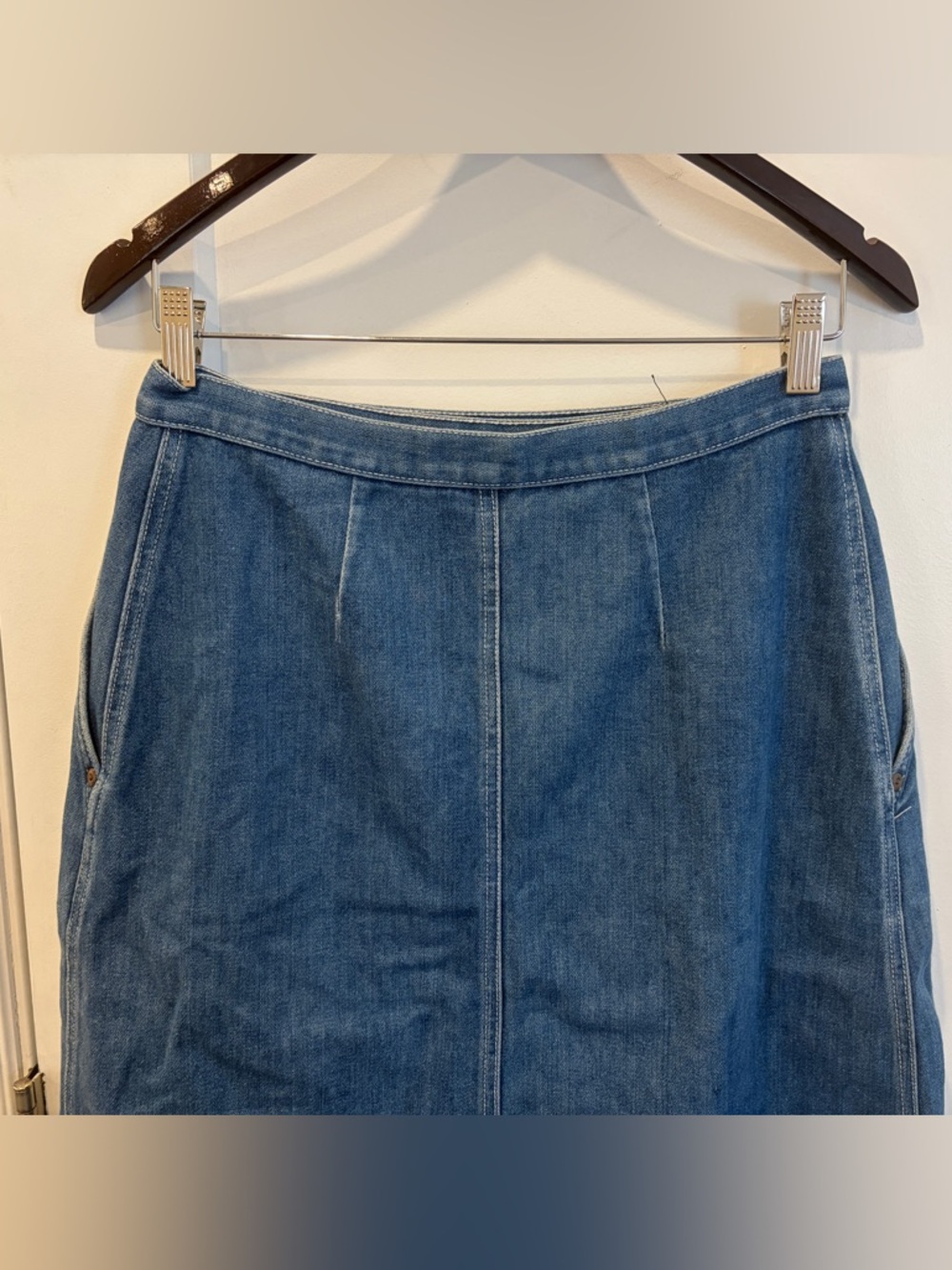 Classic Vintage 70s Blue Denim Wrap Skirt - Picture 4 of 12